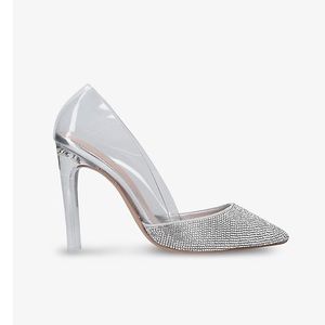 Violetta Rhinestone -embellished perspex heeled courts in silver.